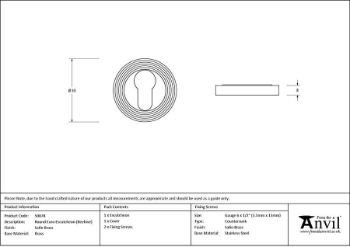 Picture of Satin Brass Round Euro Escutcheon (Beehive) - 50878