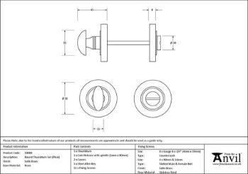 Picture of Satin Brass Round Thumbturn Set (Plain) - 50880