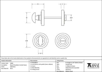 Picture of Satin Brass Round Thumbturn Set (Art Deco) - 50881