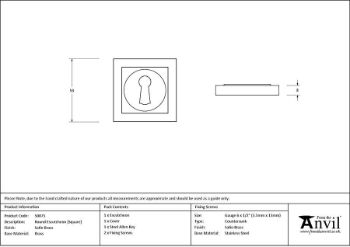 Picture of Satin Brass Square Escutcheon - 50875