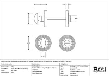 Picture of Satin Brass Round Thumbturn Set (Beehive) - 50882