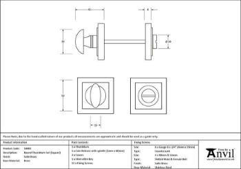 Picture of Satin Brass Thumbturn Set (Square) - 50883