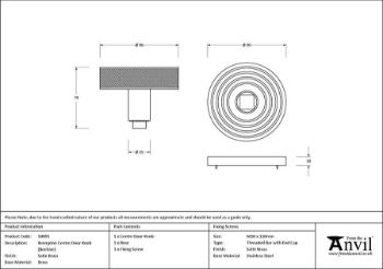 Picture of Satin Brass Brompton Centre Door Knob (Beehive) - 50895