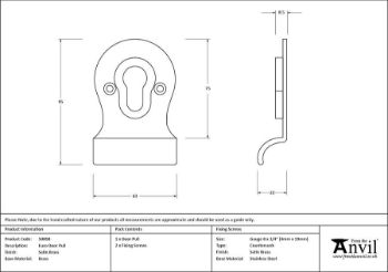 Picture of Satin Brass Euro Door Pull - 50898