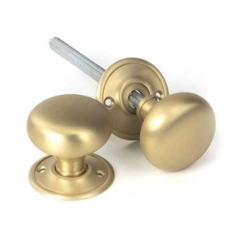 Picture of Satin Brass Mushroom Mortice/Rim Knob Set - 50901