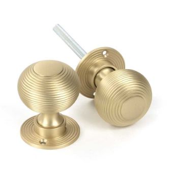Picture of Satin Brass Heavy Beehive Mortice/Rim Knob Set - 50902