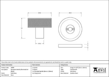 Picture of Satin Brass Brompton Mortice/Rim Knob Set (Plain) - 50908