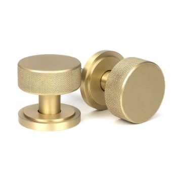 Picture of Satin Brass Brompton Mortice/Rim Knob Set (Art Deco) - 50909