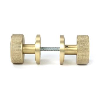 Picture of Satin Brass Brompton Mortice/Rim Knob Set (Art Deco) - 50909