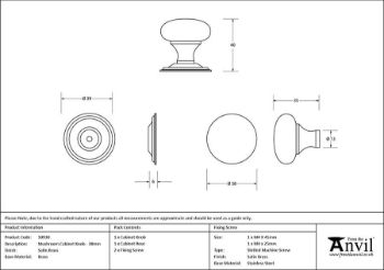 Picture of Satin Brass Mushroom Cabinet Knob 32mm - 50929