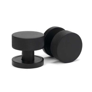 Picture of Matt Black Brompton Mortice/Rim Knob Set (Plain) - 46798