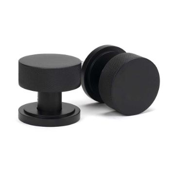 Picture of Matt Black Brompton Mortice/Rim Knob Set (Art Deco) - 46799