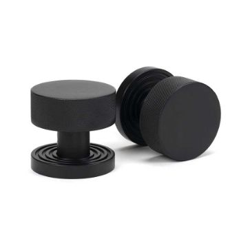 Picture of Matt Black Brompton Mortice/Rim Knob Set (Beehive) - 46800