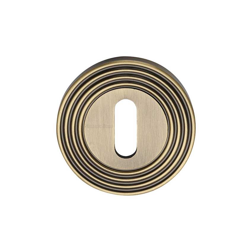 Picture of Reeded Standard Profile Escutcheon in Antique Brass - RR4000-AT