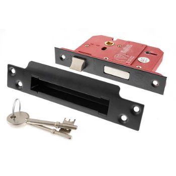 5 Lever Key Sashlock (BS certified) - Matt Black - ALKSASH5LK25MB Picture of 5 Lever Key Sashlock (BS certified) - Matt Black - ALKSASH5LK25MB