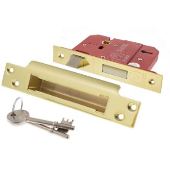 5 Lever Key Sashlock (BS certified) - Polished Brass - ALKSASH5LK25PB Picture of 5 Lever Key Sashlock (BS certified) - Polished Brass - ALKSASH5LK25PB