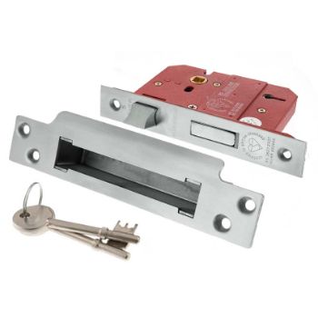 5 Lever Key Sashlock (BS certified) - Satin Chrome - ALKSASH5LK25SC Picture of 5 Lever Key Sashlock (BS certified) - Satin Chrome - ALKSASH5LK25SC