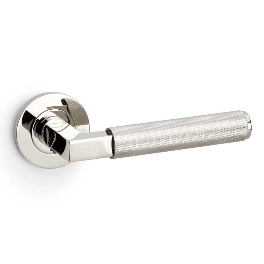 Picture of Alexander and Wilks - Hurricane Knurled Door Handle on Round Rose - AW200PNPVD