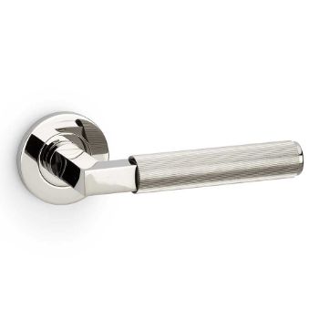 Picture of Alexander and Wilks - Hurricane Reeded Door Handle on Round Rose - AW202PNPVD