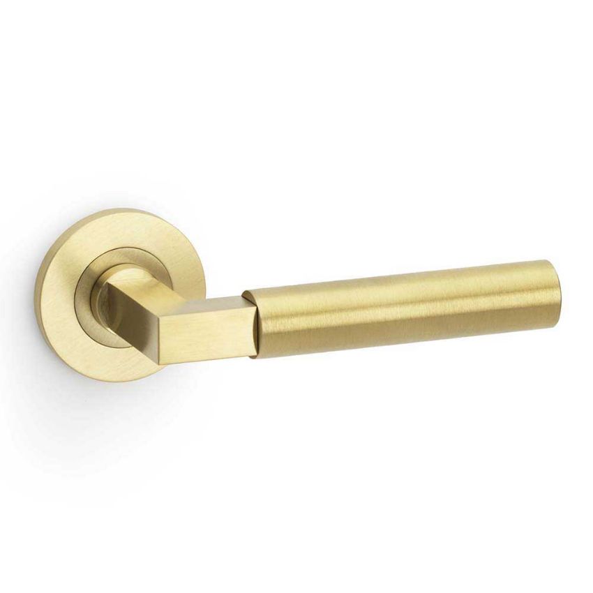 Picture of Alexander and Wilks - Hurricane Plain Door Handle on Round Rose - AW201SBPVD