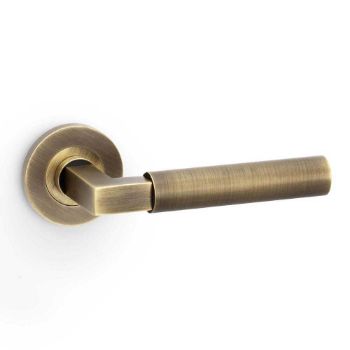 Picture of Alexander and Wilks - Hurricane Plain Door Handle on Round Rose - AW201AB
