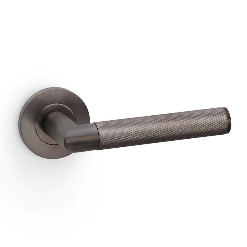 Picture of Alexander And Wilks Harrier Knurled  Door Handles On Round Rose - Aw210Dbzpvd