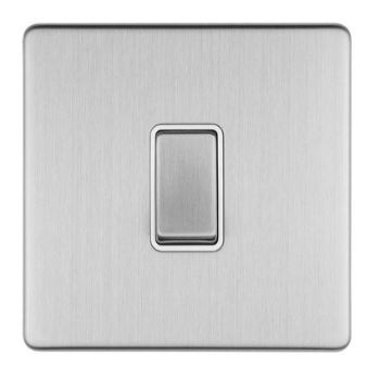 1 Gang 2-Way Switch In Satin Stainless Steel With White Trim - ECSS1SWW Picture of 1 Gang 2-Way Switch In Satin Stainless Steel With White Trim - ECSS1SWW
