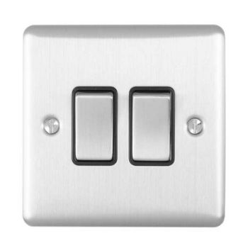 Picture of 2 Gang 10Amp 2Way Switch In Satin Stainless Steel - EN2SWSSB
