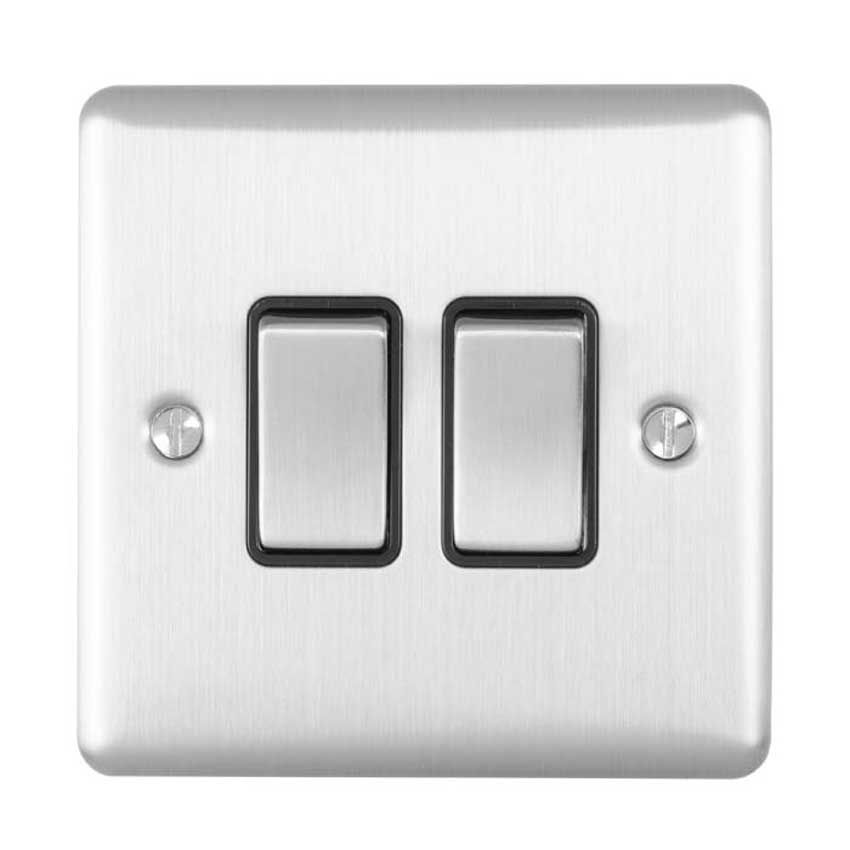 Picture of 2 Gang 10Amp 2Way Switch In Satin Stainless Steel - EN2SWSSB