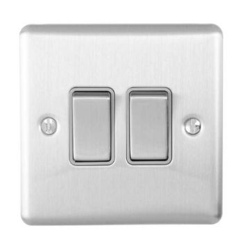 Picture of 2 Gang 10Amp 2Way Switch In Satin Stainless Steel - EN2SWSSB