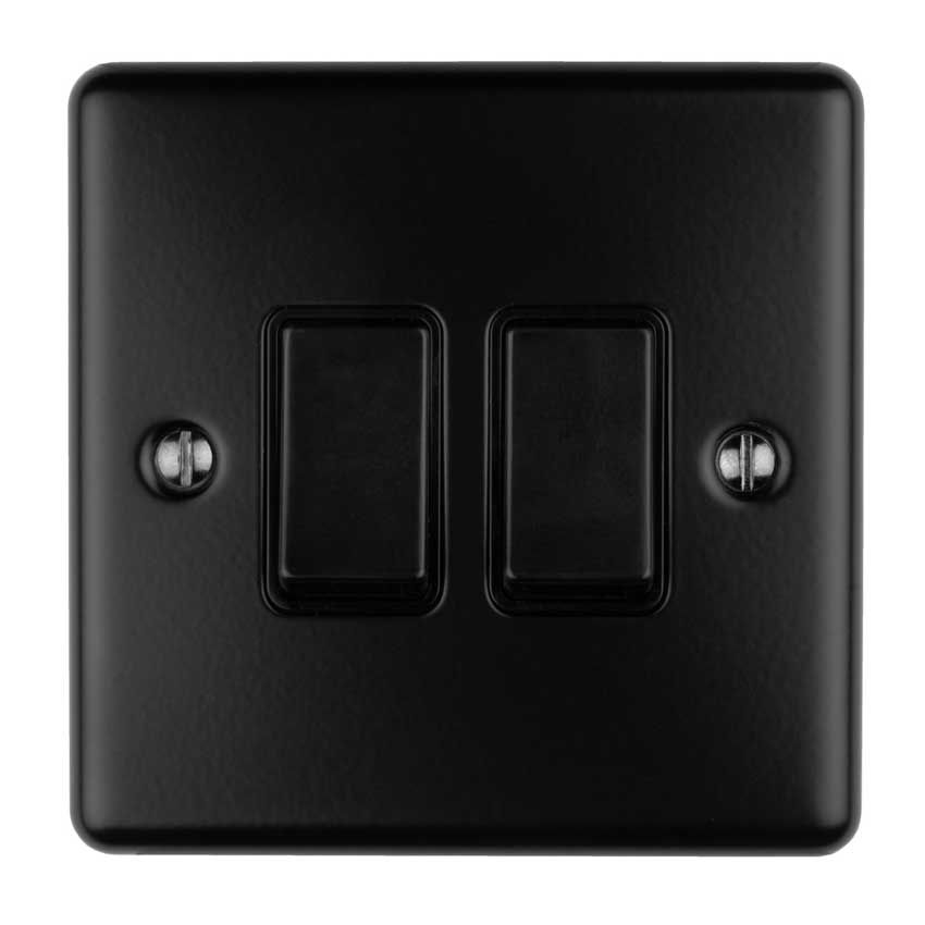 Picture of 2 Gang 10Amp 2Way Switch In Matt Black - EN2SWMBB