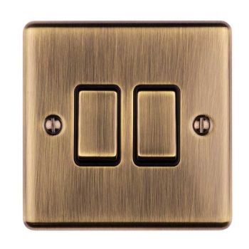 2 Gang 10Amp 2Way Switch In Antique Brass - EN2SWABB Picture of 2 Gang 10Amp 2Way Switch In Antique Brass - EN2SWABB