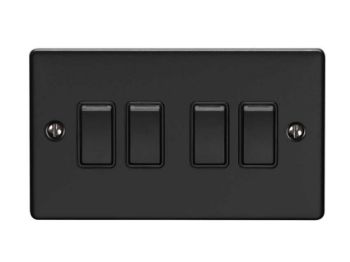 4 Gang 10Amp 2Way Switch In Matt Black - EN4SWMBB Picture of 4 Gang 10Amp 2Way Switch In Matt Black - EN4SWMBB
