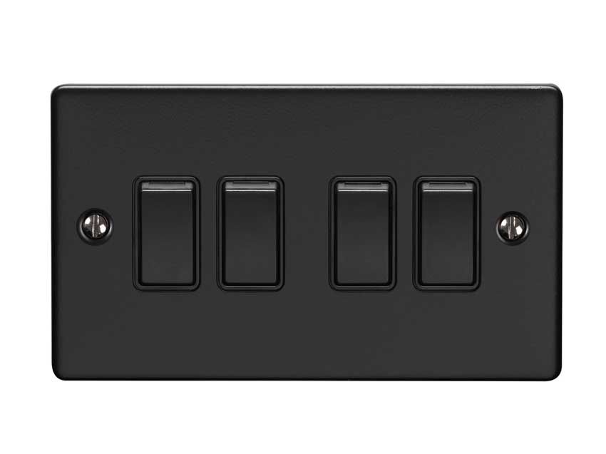 Picture of 4 Gang 10Amp 2Way Switch In Matt Black - EN4SWMBB