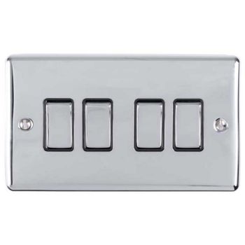 Picture of 4 Gang 10Amp 2Way Switch In Polished Chrome - EN4SWPCB