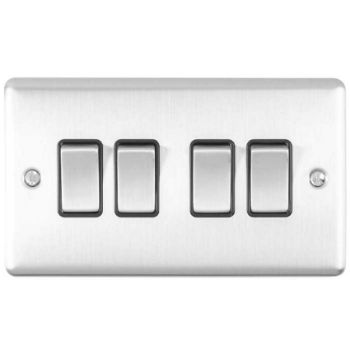 Picture of 4 Gang 10Amp 2Way Switch In Satin Stainless Steel - EN4SWSSB