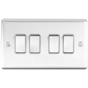 Picture of 4 Gang 10Amp 2Way Switch In Satin Stainless Steel - EN4SWSSB