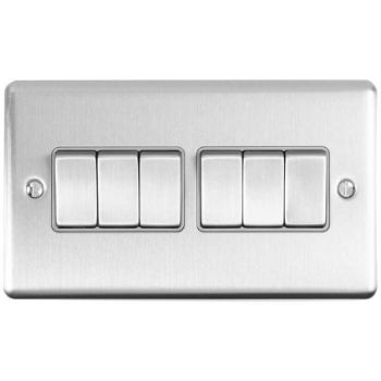 Picture of 6 Gang 10Amp 2Way Switch In Satin Stainless Steel - EN6SWSSB