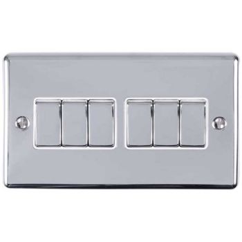Picture of 6 Gang 10Amp 2Way Switch In Polished Chrome - EN6SWPCB