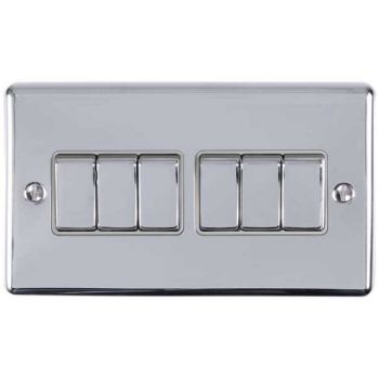 Picture of 6 Gang 10Amp 2Way Switch In Polished Chrome - EN6SWPCB