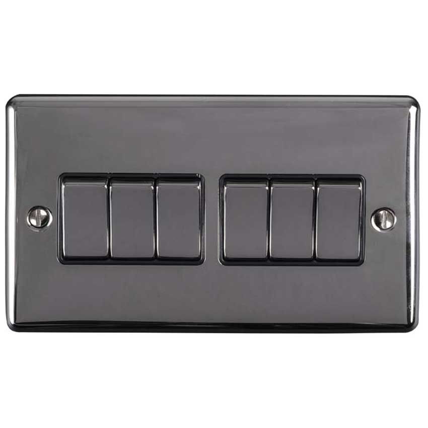 Picture of 6 Gang 10Amp 2Way Switch In Black Nickel - EN6SWBNB