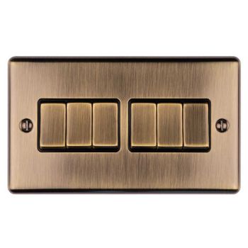 6 Gang 10Amp 2Way Switch In Antique Brass - EN6SWABB Picture of 6 Gang 10Amp 2Way Switch In Antique Brass - EN6SWABB