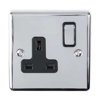 Picture of 1 Gang 13Amp Dp Switched Socket Polished Chrome Enhance Range Black Trim - EN1SOPCB