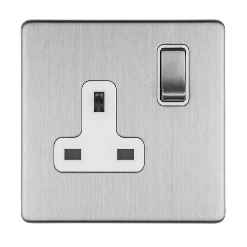 Picture of 1 Gang 13Amp Dp Switched Socket Flat Concealed Fixing in Satin Stainless Steel - ECSS1SOW