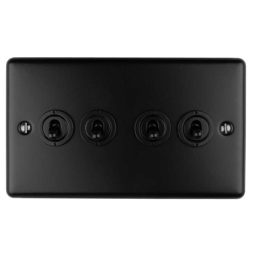 Picture of 4 Gang Toggle Switch Matt Black Enhance Range - ENT4SWMBB