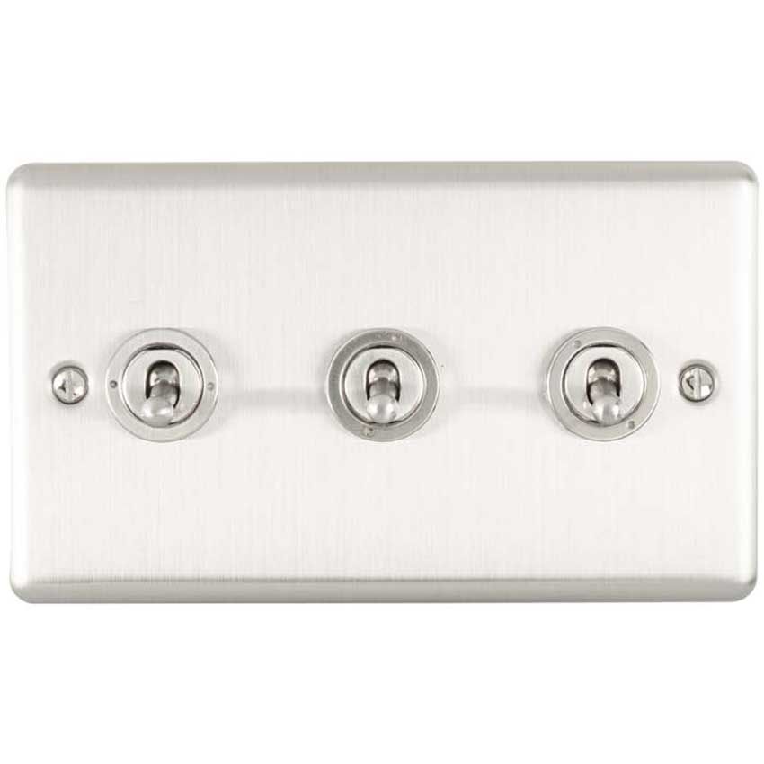 Picture of 3 Gang 10Amp 2Way Switch In Satin Stainless Steel - ENT3SWSS