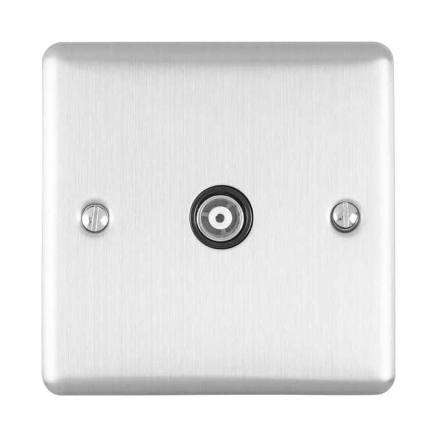 Picture of 1 Gang Tv Coaxial Socket In Satin Stainless Steel - EN1TVSSB