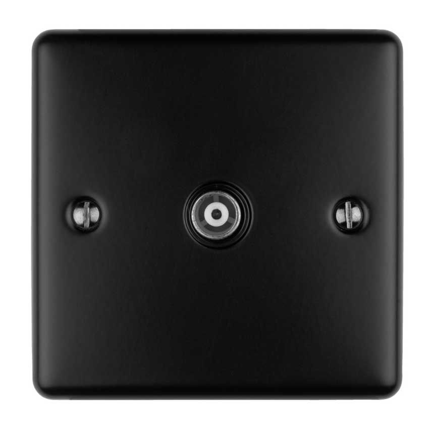 Picture of 1 Gang Tv Coaxial Socket In Matt Black - EN1TVMBB