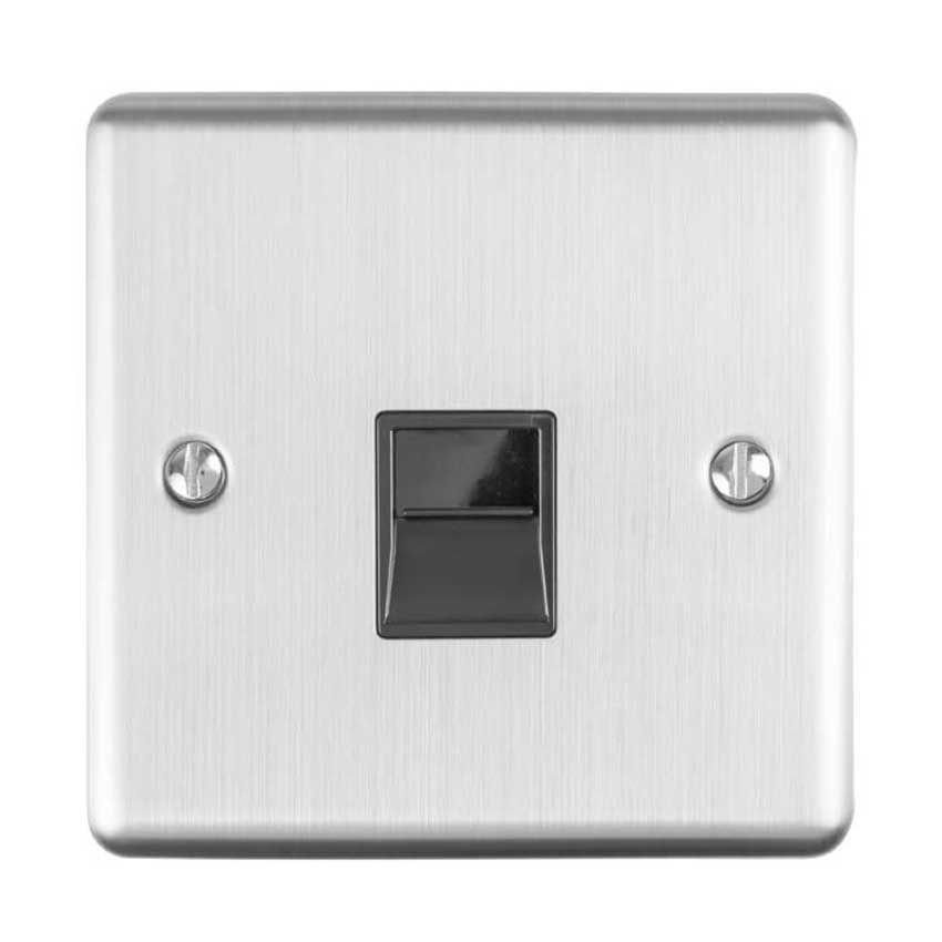 Picture of 1 Gang Slave Telephone Socket In Satin Stainless Steel - EN1SLSSB