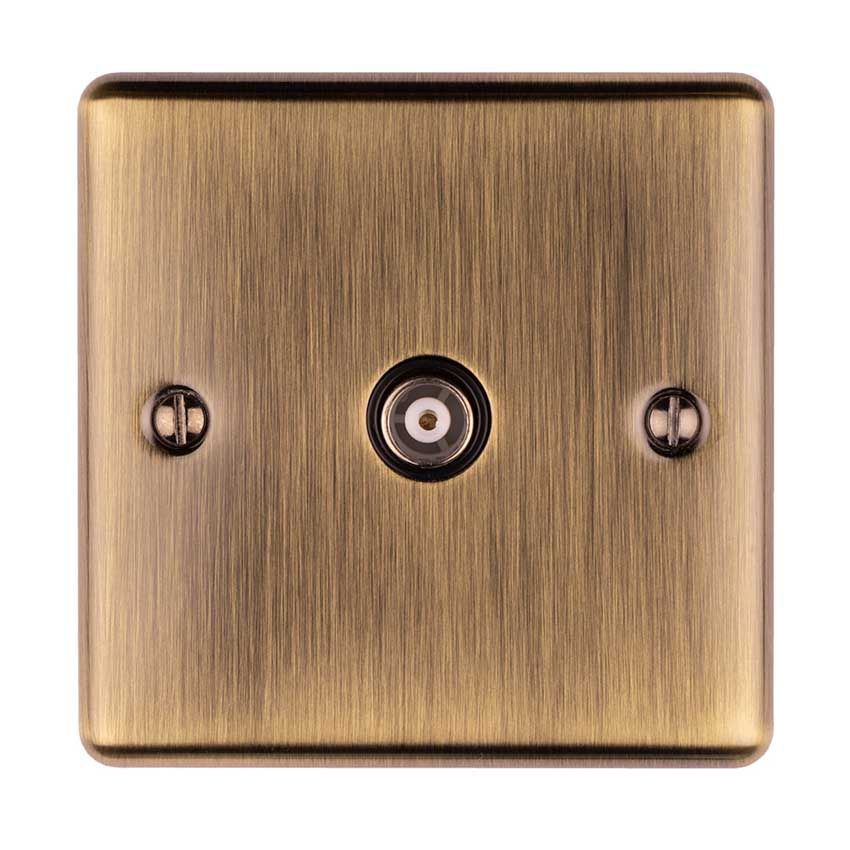 Picture of 1 Gang Tv Coaxial Socket In Antique Brass - EN1TVABB